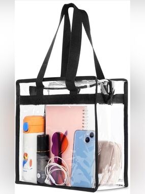 Clear Tote Bag with Black Straps